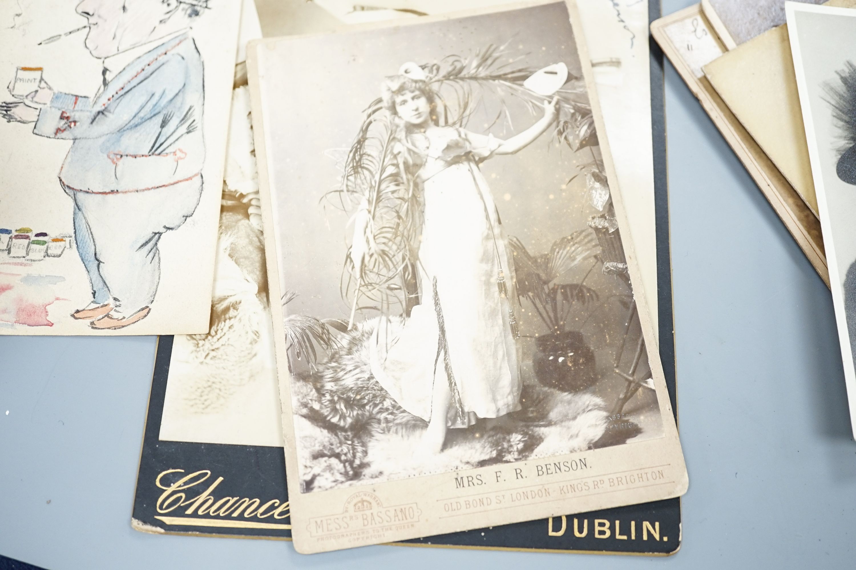 A collection of Victorian and later monochrome theatrical portrait photographs including signed examples of Irene and Violet Vanbrugh and Sir Francis Robert Benson.